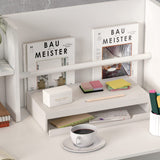 AIEGLE Reception Desk with Drawers & Storage Shelves, Table with Private Panels, for Salon Reception Room Checkout Office, White (47.3" L x 18.3" W x 43.3" H) AIEGLE