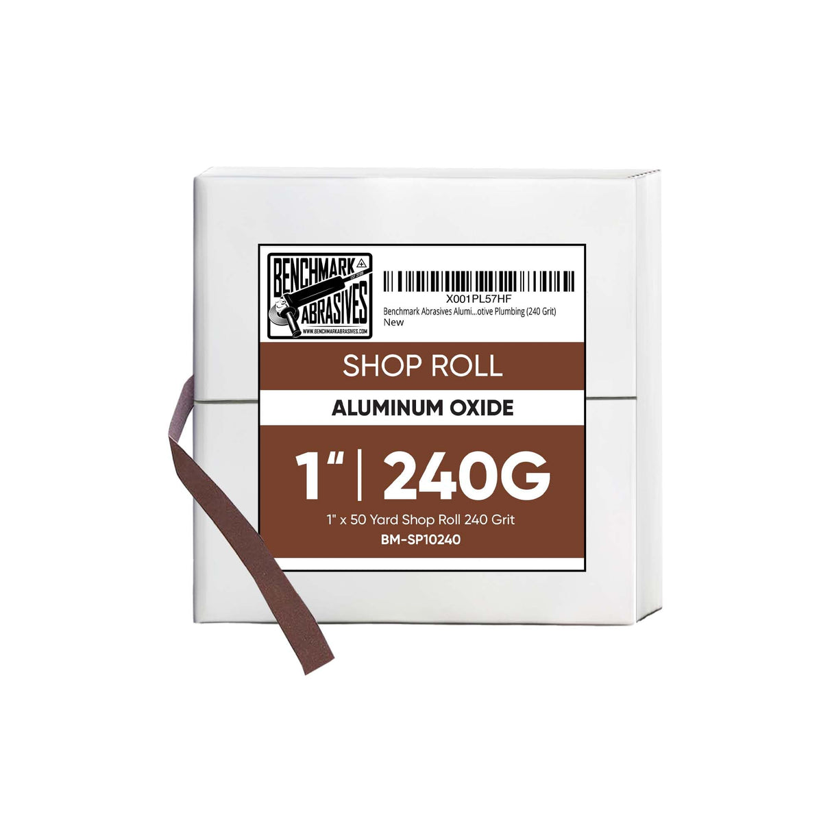 Benchmark Abrasives 1” X 150’ Shop Roll Emery Cloth Sandpaper Roll, Aluminum Oxide Sand Paper for Wood Furniture, Metal Polishing, Sanding, Automotive, Plumbing, Finishing - 240 Grit Benchmark Abrasives