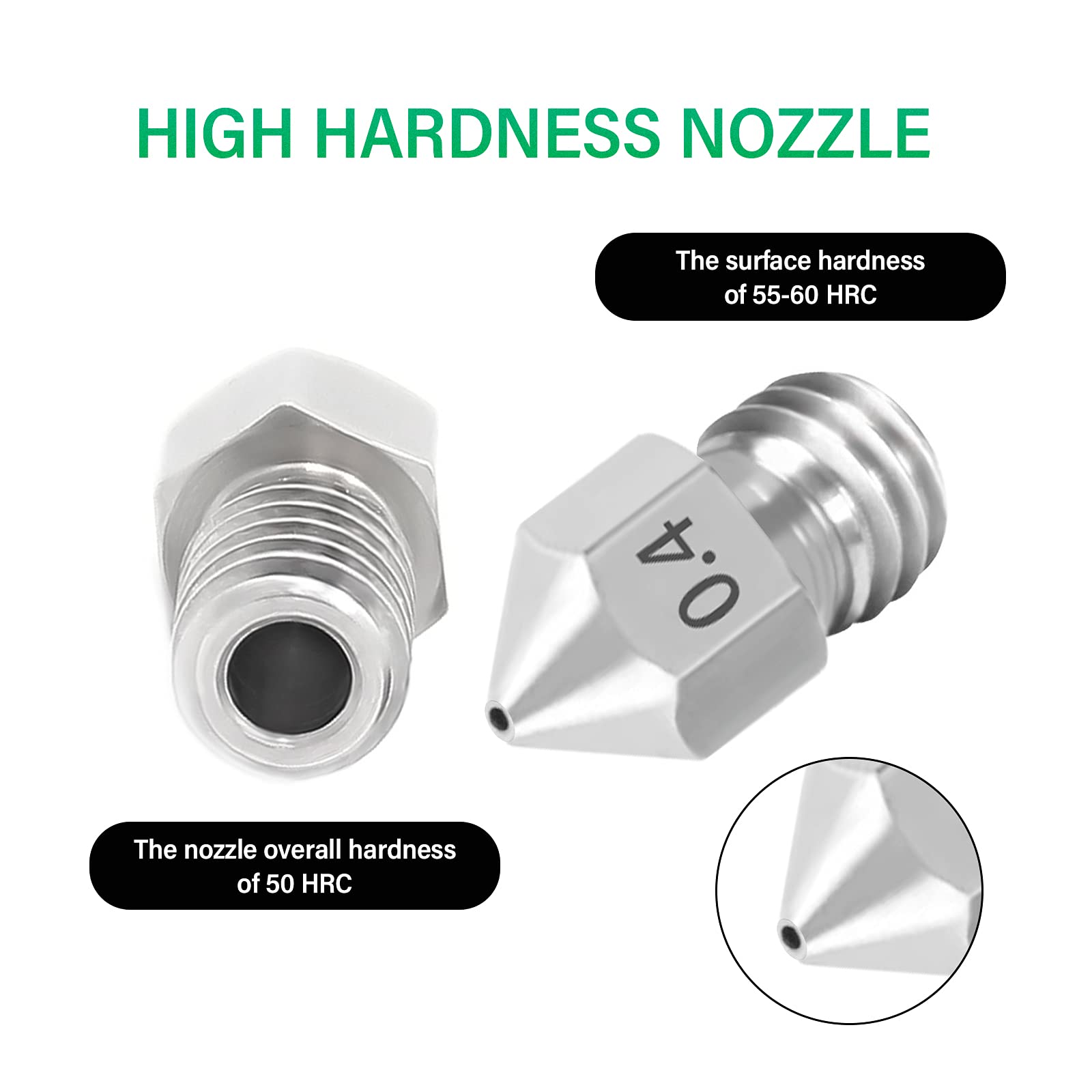 26PCS 3D Printer Nozzles Extruder Stainless Steel, Ender 3 Nozzle,MK8 Nozzles,Brass High Temperature Pointed Wear Resistant Nozzle Multiple Sizes 0.2 0.3 0.4 0.5 0.6 0.8 1.0 mm - WoodArtSupply