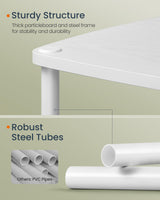 SONGMICS HOME Side Table, 3-Tier Nightstand with Storage, End Table with Fabric Basket, for Bedroom, Living Room, Steel Frame, Superfast Toolless Assembly, Modern, Snow White ULET286W01 SONGMICS HOME