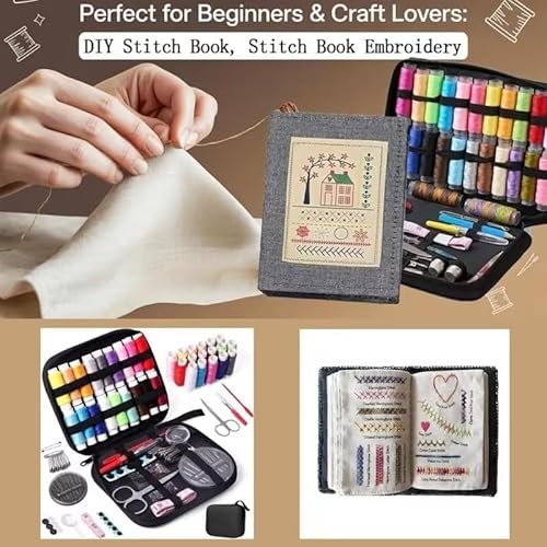 2026 New Upgraded Embroidery Stitch Book Kit,86 PCS Beginner Embroidery Kit, 106 Patterns with Tools & Tutorials, Portable All-in-One Hand Embroidery Book for Adults & DIY Craft Lovers(1 Set)