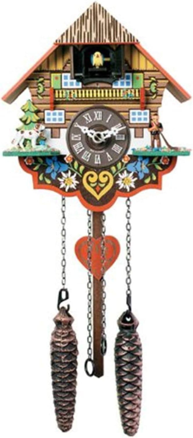 River City Clocks Musical Multi-Colored Quartz Cuckoo Clock - 8 Inches Tall - Model # M8-08PQ River City Clocks