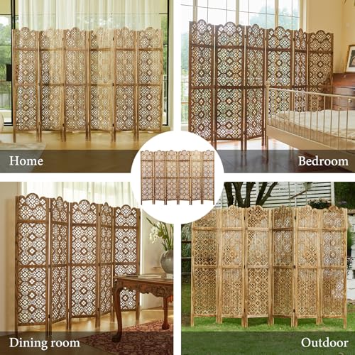 68.9Inch Folding Room Divider, 6 Panels Wood Carved Privacy Screens, Free Assembled Privacy Screen Decorative Partition for Home Office Restaurant (Dark Brown) Svimi