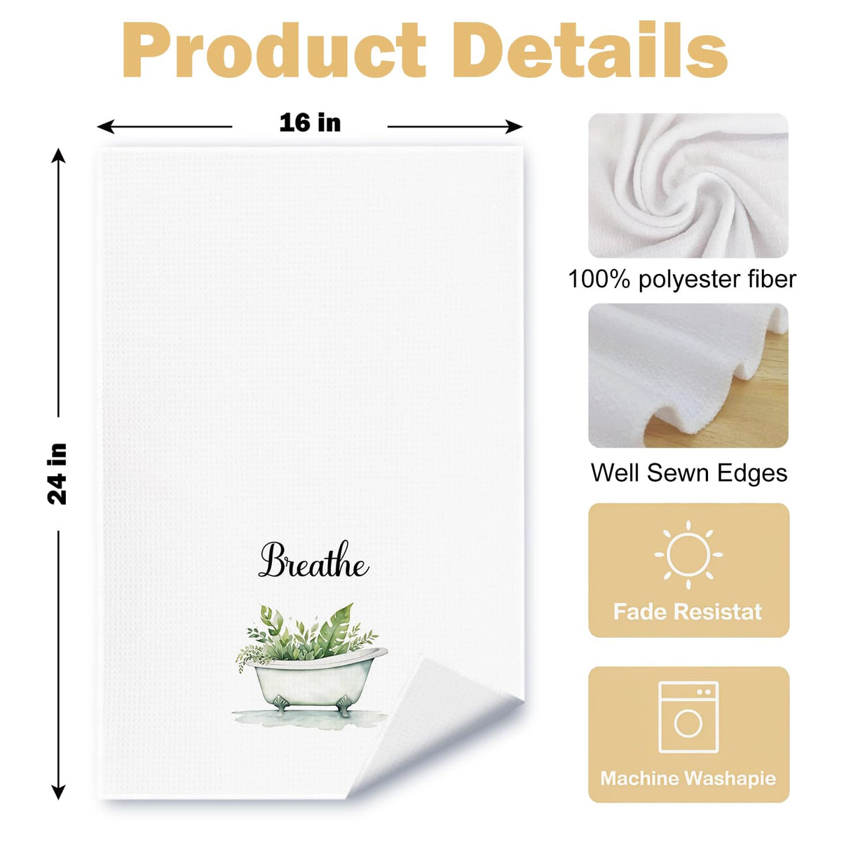 ArtisaEura Boho Farmhouse Bathroom Hand Towels Set of 4, Relax Breathe Soak Unwind Botanical Decorative Hand Towels for Gym Yoga Spa Decor, Modern Farmhouse Bathroom Decor, 16x24 Inches ArtisaEura