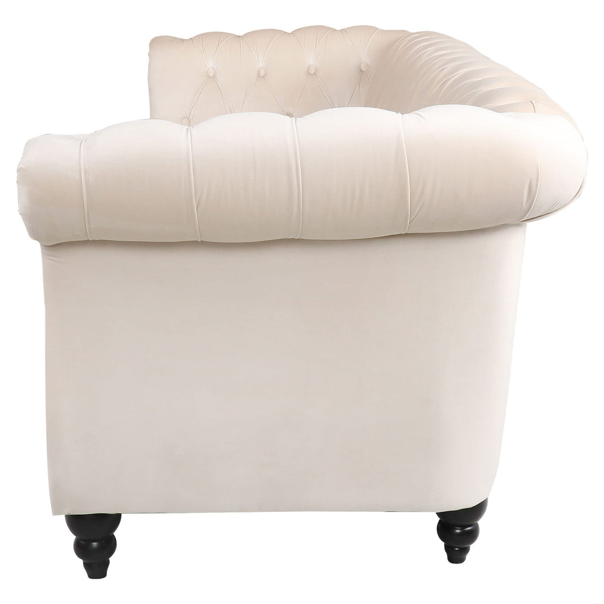 LEVNARY Velvet Chesterfield Sofa, Classic Tufted Upholstered Couch, Modern 3 Seater Couch Long Settee Furniture with Tufted Back for Living Room Office (Beige) LEVNARY