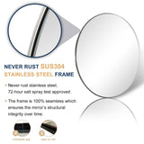 ANDY STAR 36'' Chrome Round Mirror, Polished Silver Round Bathroom Mirror, Big Circle Wall Mirror in Metal Frame, Large Vanity Mirror for Entryway, Living Room, Washrooms ANDY STAR