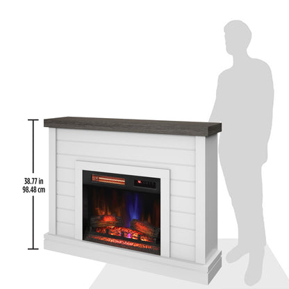 duraflame® Shiplap Wall Mantel Electric Fireplace, Bright White