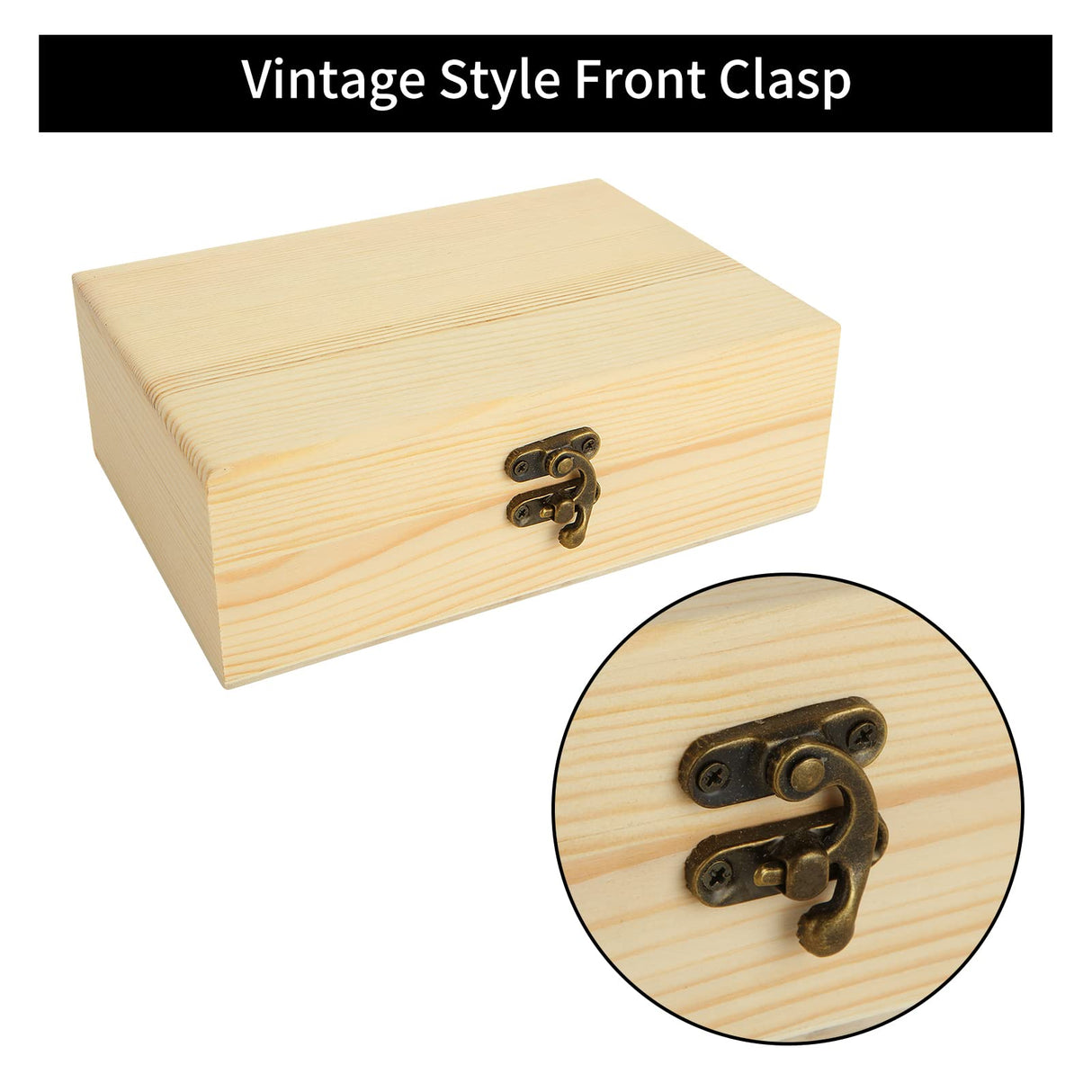 Acrux7 4 Pack Unfinished Wood Boxes, 7.2 Inch Unpainted Wooden Box with Hinged Lid, Small Plain Pine Wood Storage Boxes for Crafts, DIY, Jewelry, Keepsake (7.2x5x2.5 Inch) Acrux7