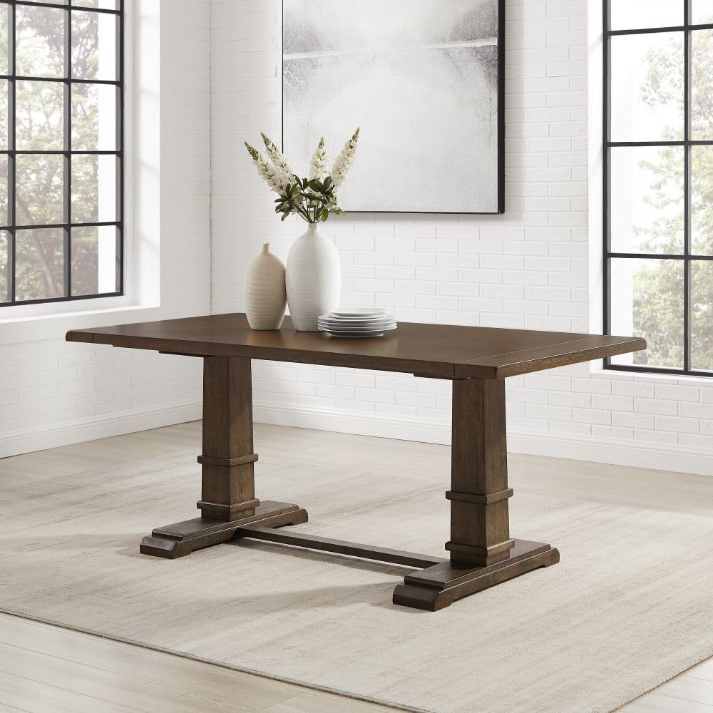 Crosley Furniture Joanna Modern Farmhouse Wood Dining Table, Dark Oak Crosley Furniture