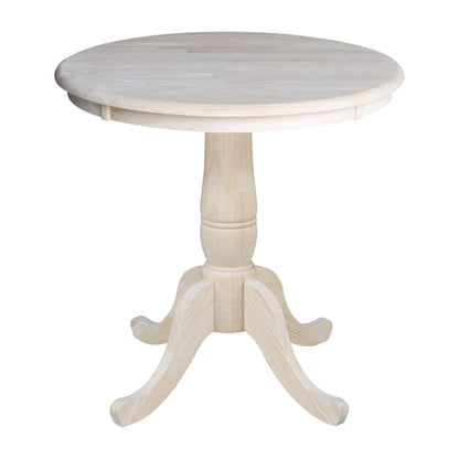 International Concepts 30" Round Top Pedestal Table - With 2 C08-61 Chairs, Unfinished - WoodArtSupply