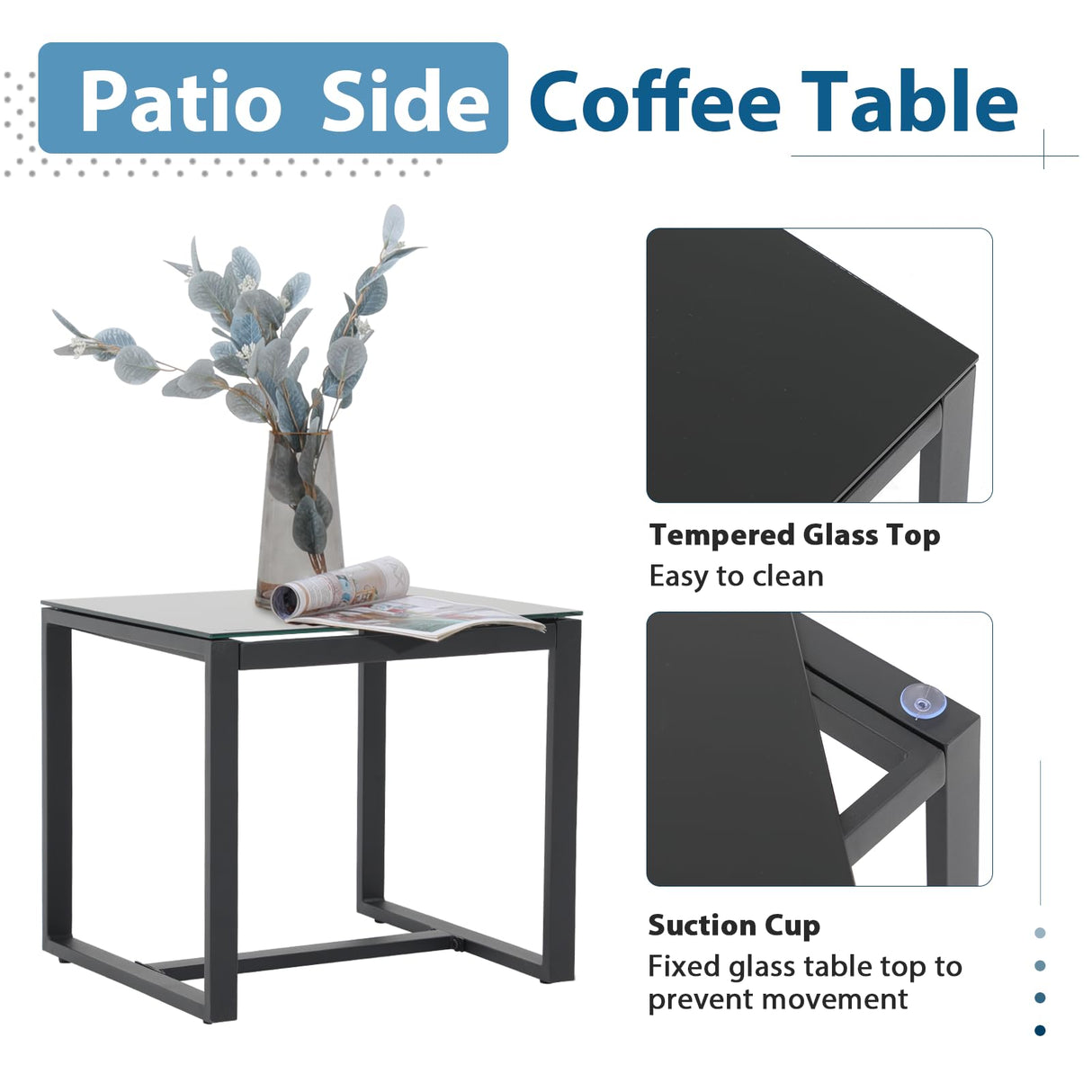 JOIVI 5 Pieces Patio Bistro Set, PE Wicker Outdoor Patio Furniture Set, Modern Rattan Patio Chairs with Table & Ottomans, Patio Conversation Sets for Balcony, Front Porch, Poolside, Gray Cushion JOIVI