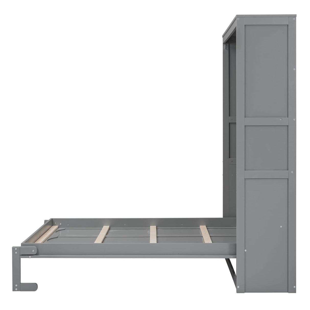 Merax Full Size Murphy Bed, Wood Full Murphy Cabinet Bed with Shelves, for Home Office or Small Room, Gray Merax