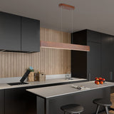 YISDESIGN 39.4" Wood Linear Pendant Light 24w Led Dimmable Dining Room Light Wood Kitchen Island Pendant Hanging Light for Kitchen Island Office Lights Walnut Color YISDESIGN