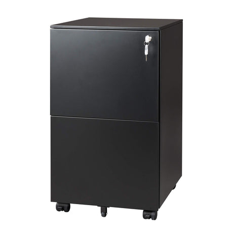 DEVAISE 2-Drawer Mobile File Cabinet with Lock, Commercial Vertical Cabinet in Black DEVAISE