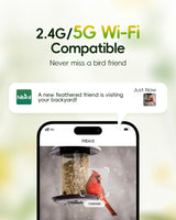 Hibird 4K HD Smart Bird Feeder Camera Solar Powered, 2.4G/5G Dual WiFi Wireless Outdoor, 6X Slow Motion Auto Bird Video Capture, Instant Notifications, AI Identify 10000+ Species for Bird Lover Camojojo
