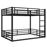 Queen Over Queen Floor Bunk Beds for Kids/Adults,Heavy Duty Metal Kids Bunk Beds Queen Size,Noise Reduced Structure,Black Bellemave