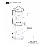 QSOSTNS Lighted Corner Display Curio Cabinet, Curved Wood Corner Cabinet with Tempered Glass Doors and Shelves for Living Room (Cherry) QSOSTNS