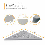 WELLUP Brushed Nickel 10’’ Corner Shower Shelf Bathroom Shower Shelves, 2 Pack Triangular 304 Stainless Steel Shower Corner Shelf for Tiled Walls, No Drilling WELLUP