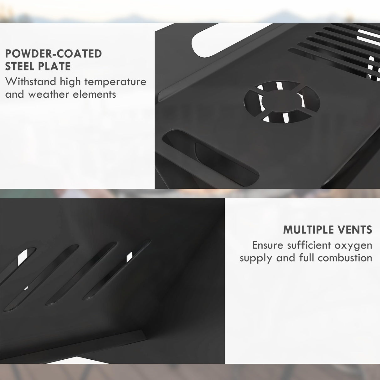 Outsunny 3-in-1 Portable Fire Pit, Stove, Coffee Table, Wood Burning Firepit with Carrying Bag and Quick Assembly for Camping, Bonfire, Picnic, Backyard, Patio, Black Outsunny