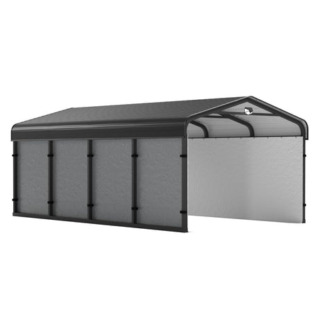 Benass 12x20 Metal Carport, Carport Canopy 12x20 Heavy Duty, Galvanized Steel Roof Car Port with Removable Polyethylene Sidewalls Benass