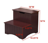 Kings Brand Furniture - 2 Step Wooden Step Stool with Hidden Storage for Adults or Kids, Dog Stairs, Walnut Kings Brand Furniture
