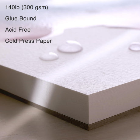 ARTISTIC EYE 9x12” Premium Watercolor Pads, Pack of 2 (60 Sheets), Glue Bound, 140lb (300gsm), Acid-Free Paper, Perfect for Most Wet & Dry Media, Ideal for Beginners, Artists & Professionals ARTISTIC EYE