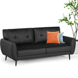 VAMEPOLE Sofa Couch, 60" Loveseat Sofa for Living Room, Mid Century Mini Black Couch, Tufted Leather Love Seat Furniture, Comfy Office Sofa 2 Seat, Small Couches for Small Spaces, Bedroom, Apartment VAMEPOLE