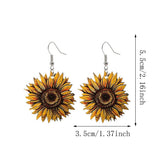 Unique Simple Handmade Wooden Sunflower Daisy Flower Dangle Drop Earrings Bohemian Colour Sunflower Earrings for Women Elegant Summer Boho Jewelry (Yellow Sunflowers Earrings) DIYANMMY