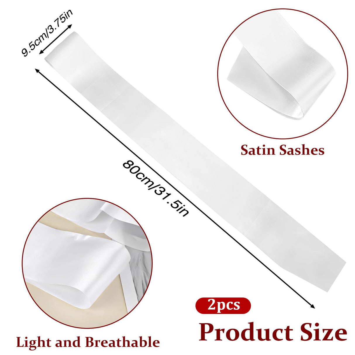 2 Pack White Sash Plain Beauty Pageant Sashes Blank Satin Sashes for Pageants, Plain White Sash, Blank Sashes to Decorate Sashes, DIY Sash for Party Decorations, Wedding, Bridal Shower Birthday Party Mozeat Lens