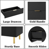 Garveehome Black Dresser, Modern 5 Drawer Dresser for Bedroom with Gold Handle and Large Drawer, Wood Double Chest of Drawers and Storage Organizer for Living Room, Hallway, Entryway Garveehome