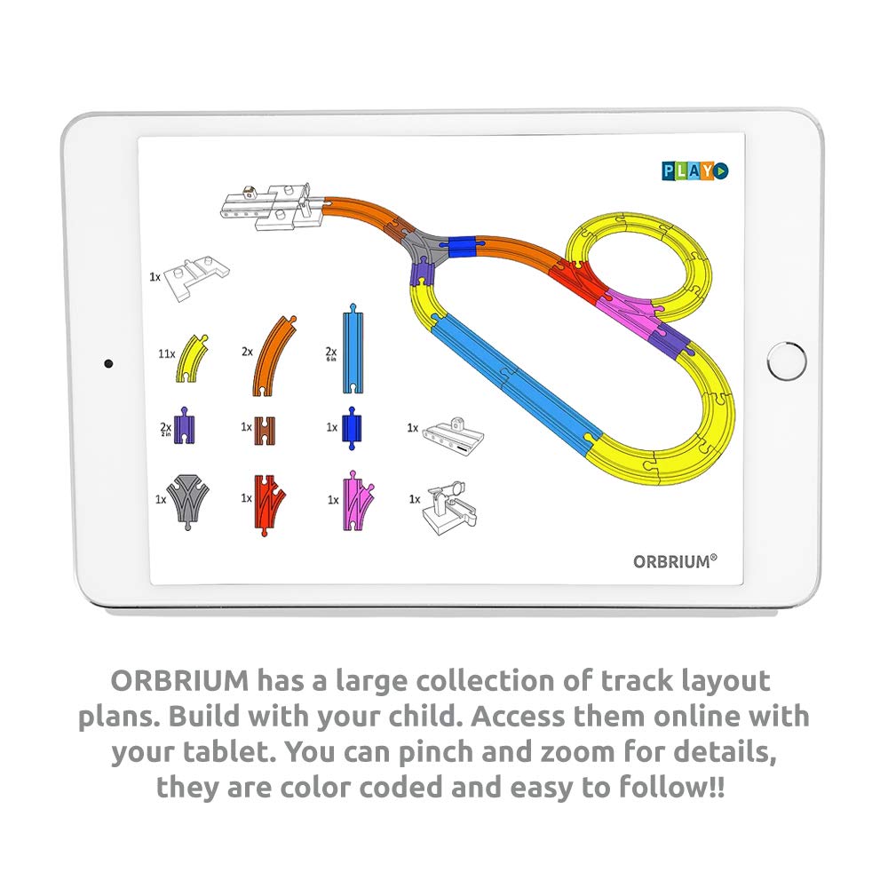 Orbrium Toys 68 Pcs Wooden Train Track Expansion Pack Compatible with Thomas Wooden Train, Brio, Thomas The Tank Engine (68 Pcs) Orbrium