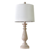 PORTRES 24.5" Mid Century Single Table Lamp for Living Room Farmhouse Linen Bedside Lamps for Bedroom Kids Room Dorm Office Rustic Lamps for End Table Nigntstand Resin PORTRES