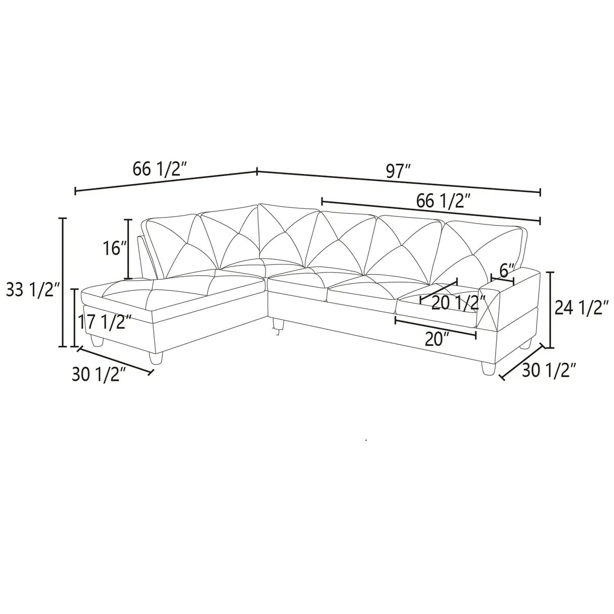 NicBex MZX-Niki-SF-00063-LWJ Sofas & Couches, Left Chaise, White-Faux Leather NicBex