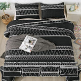 Andency Black Twin Quilt Set, 2 Pieces Boho Lightweight Soft Striped Bedspread for All Season (68"x86"), Printed Bohemian Microfiber Reversible Coverlet Comoforter Sets Andency