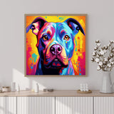 Artunion Framed Paint by Numbers Kit for Adults Beginners & Kids Ages 8-12,Colorful Pitbull Dog Paint by Number with Frame,Dog Animal Paint by Numbers Kit on Canvas 10 * 10 Inch Without Easel Artunion