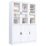 VOWNER 78.7'' Tall Large Bookcase with Glass Doors, Bookshelves Storage Cabinet with Door Shelves, Freestanding Display Organizer for Living Room, Home Office, White VOWNER