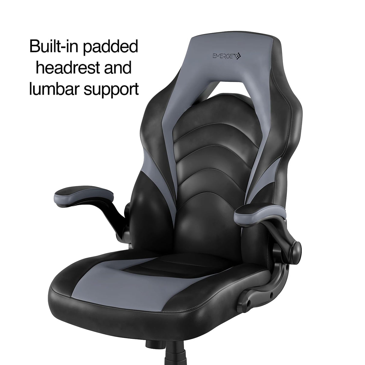 STAPLES Emerge Vortex Bonded Leather Ergonomic Gaming Chair with Lumbar Support, High Back and Adjustable Tilt Lock STAPLES