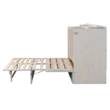 Ball & Cast Full Size Murphy Bed Wall Bed with Large Storage Drawers & USB Ports,can be Folded,Versatile Hideaway Cabinet Bed Frame Chest W/Slat Support,for Apartment,Bedroom,Brushed White Ball & Cast