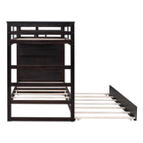 Harper & Bright Designs Twin Over Twin Bunk Bed with Stairs and Trundle, Wooden Bunk Bed Frame with Storage Staircase, Espresso Harper & Bright Designs