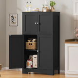 Iwell Natural Rattan Storage Cabinet with 4 Doors and Adjustable Shelf Iwell