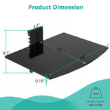WALI Floating Entertainment Center Shelves, Holds Up to 17.6lbs, TV Shelf with Strengthened Tempered Glasses for DVD Players, Cable Boxes, Games Consoles, TV Accessories (CS201B), 1 Shelf, Black WALI