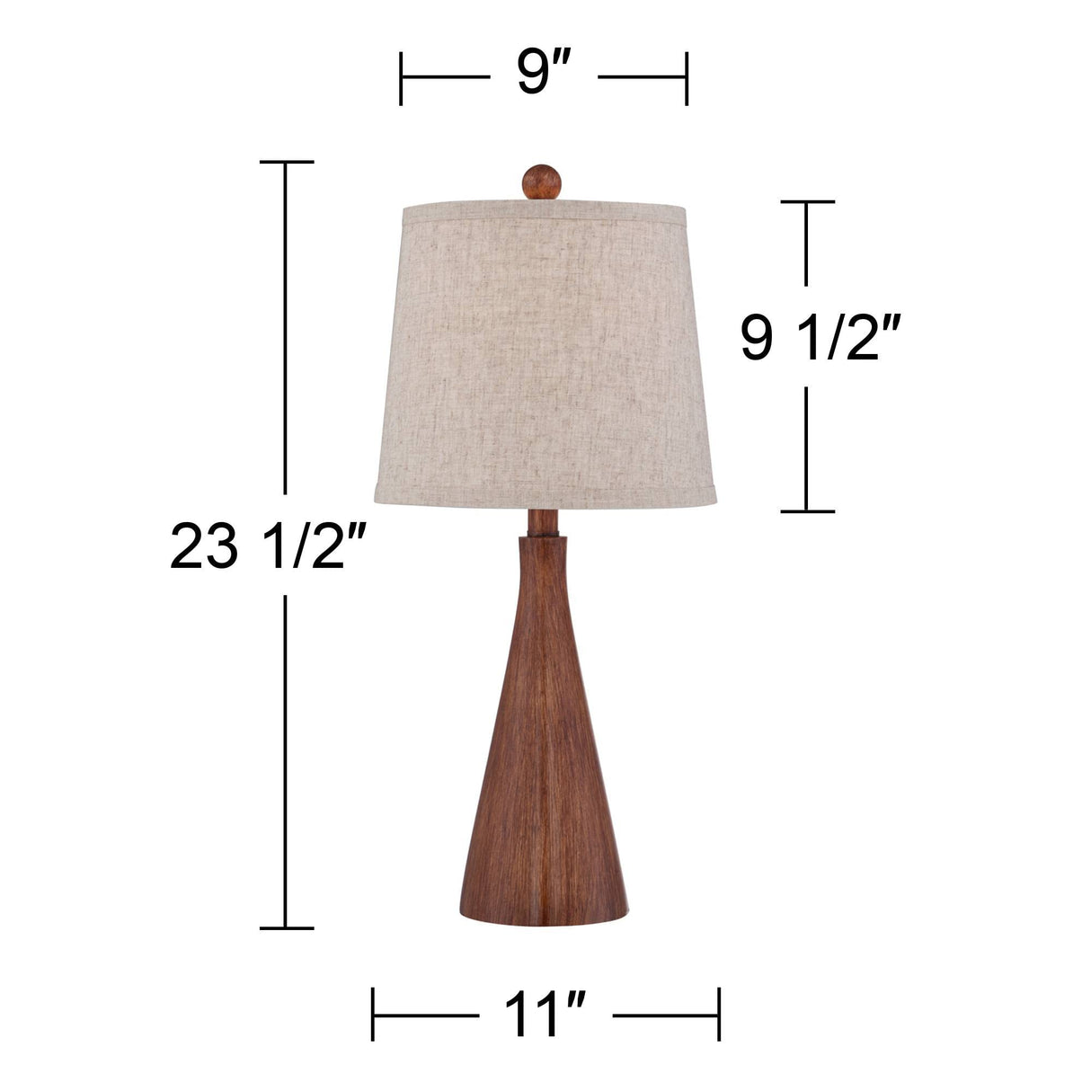 360 Lighting Fraiser Modern Accent Table Lamp 23 1/2" High Brown Faux Wood Tapered Column Oatmeal Drum Shade for Bedroom Living Room House Home Bedside Nightstand Office Entryway Kids Family 360 Lighting