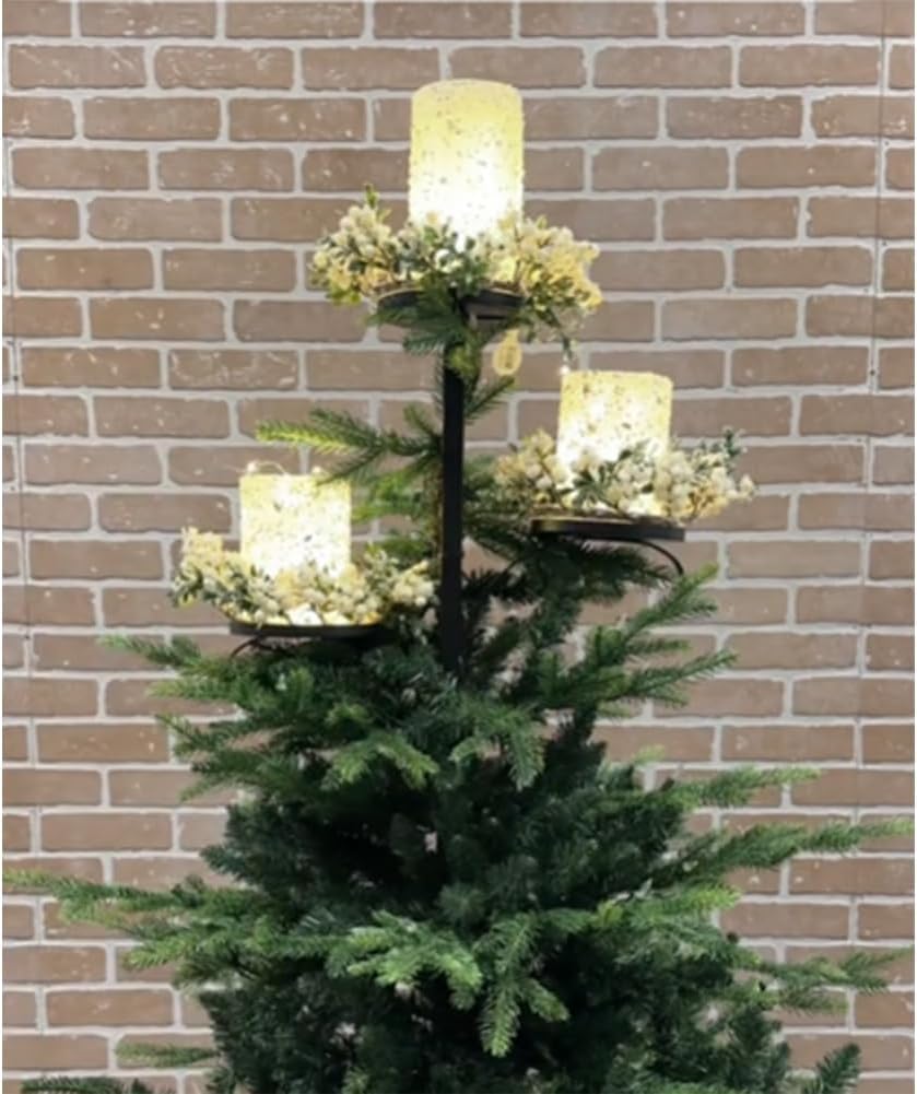 Black Triple Tree Topper, Tree Topper Candle Holder, Candelabra Tree Topper for Christmas (1PCS)