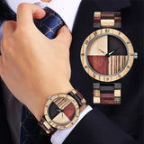 Inverted Geometric Wood Watch Creative Quartz Watch for Men Hand-Made Wooden Watches Dentily