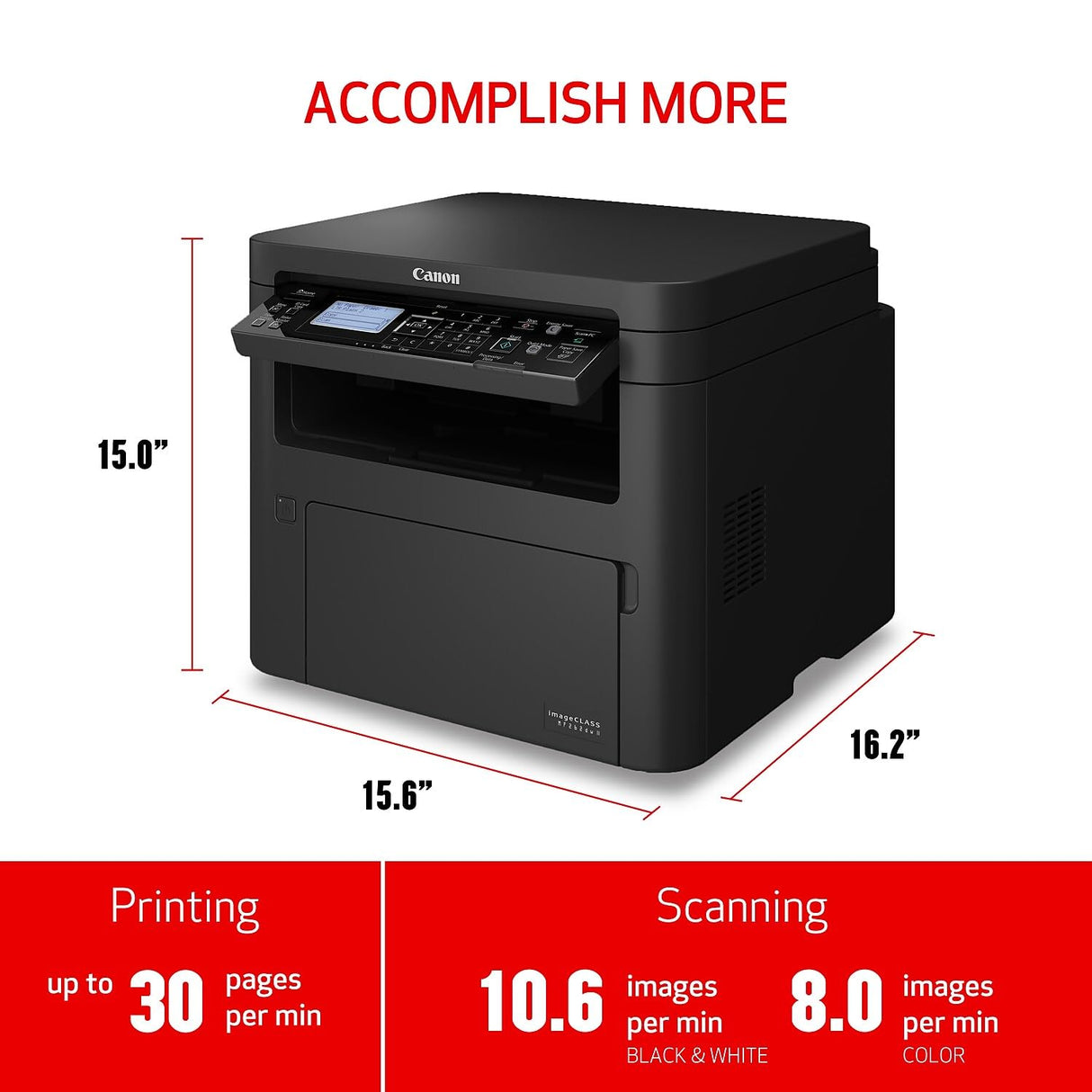 Canon imageCLASS MF262dw II - Wireless Monochrome Laser Printer with Print, Copy and Scan, Black Canon