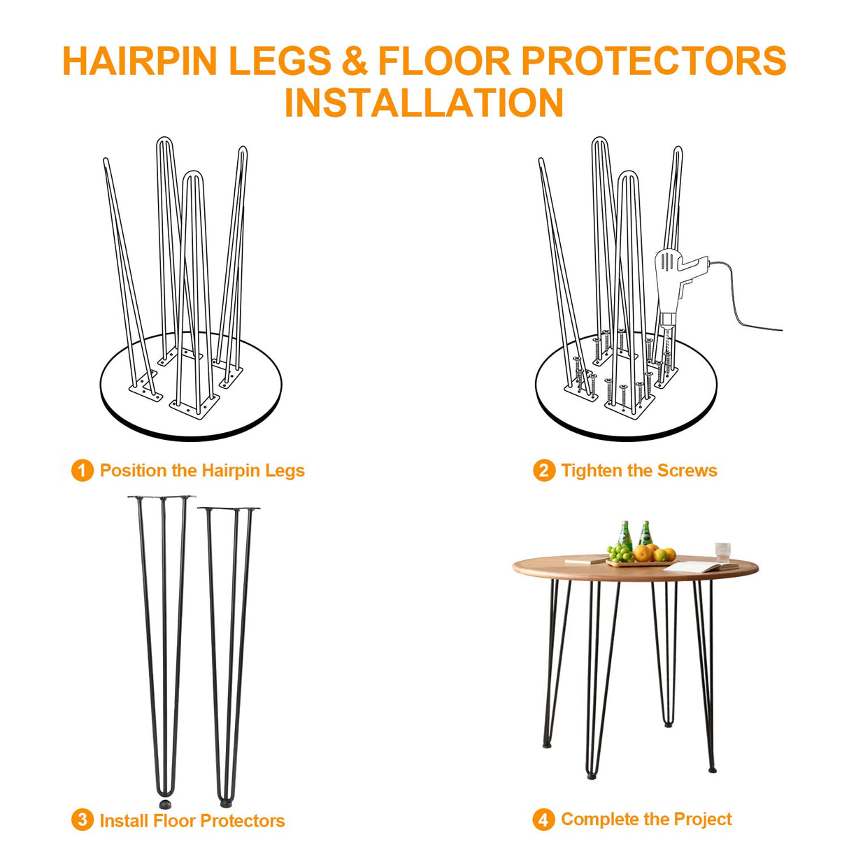 Ironalita 36 Inch Hairpin Legs for Furniture set of 4, Heavy Duty 3 Rod Metal Table Legs with 3/8" Black Solid Iron, DIY Hair Pin Legs for Counter Bar Stool, Console Table, Entryway Table, Plant Stand Ironalita