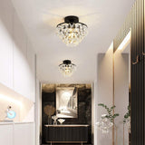 YYJLX Modern Small Crystal Ceiling Light Fixture Mini Black Semi Flush Mount Chandelier Light Fixture for Hallway Bedroom Bathroom Closet e26 YYJLX