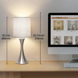 3 Way Touch Control Table Lamp, Dimmable Bedside Desk Lamp with Metal Base Modern Nightstand Lamp Stylish Grey Shade Simple Side Table Lamp for Bedroom, Living Room, Office or Den LED Bulb Included Seaside village