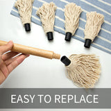 18 Inch Grill Basting Mop Wooden Long Handle with 4 Extra Replacement Heads for BBQ Grilling Smoking Steak YFWOOD