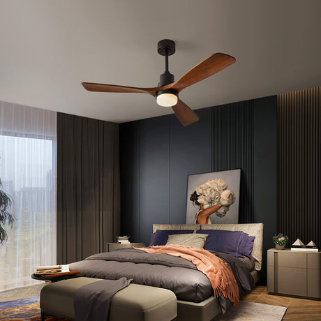 Chriari Modern Ceiling Fans with Lights, 3 Wood Fan Blades, 52" Black with Remote Control, Noiseless Reversible DC Motor for Bedroom/Living Room/Study/Patio Chriari